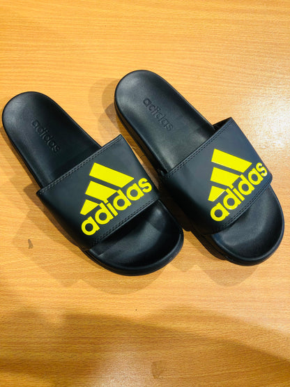 Adidas Adilettes Comfort Slides - Black/Mustard Yellow