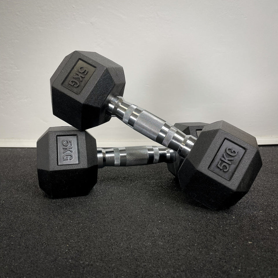 Hexagon Rubber Dumbbells