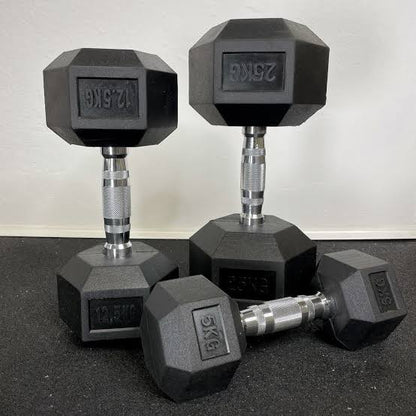 Hexagon Rubber Dumbbells